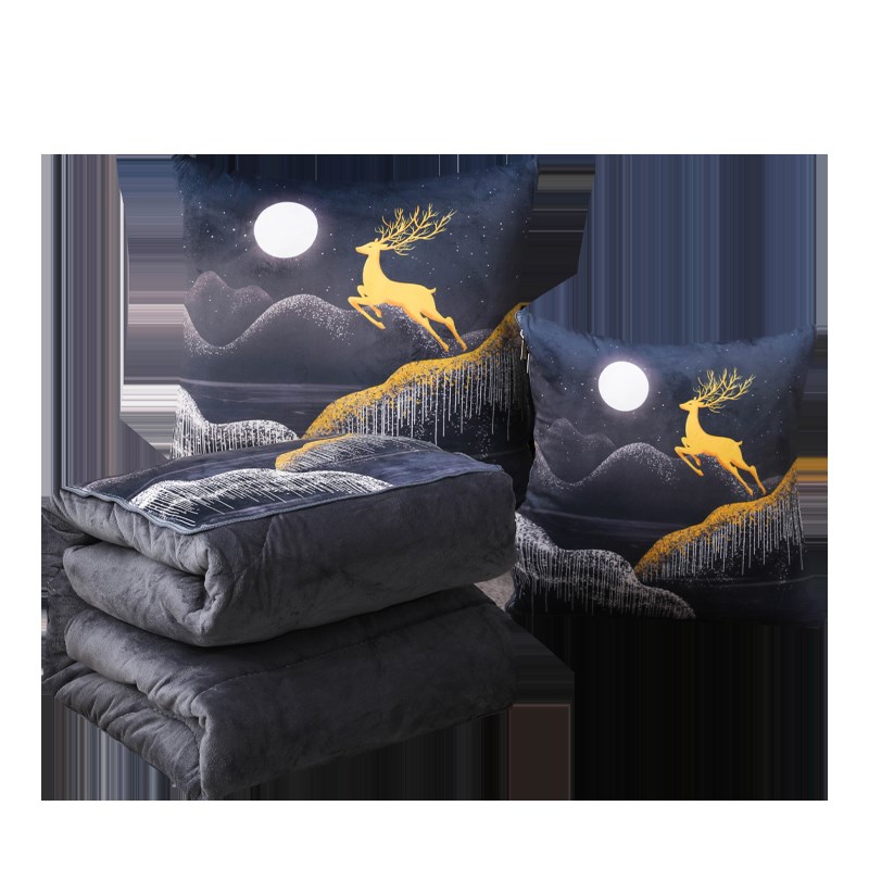 珊瑚绒抱枕被子两用多功能车载加厚办G公室午睡枕头汽车折叠空调