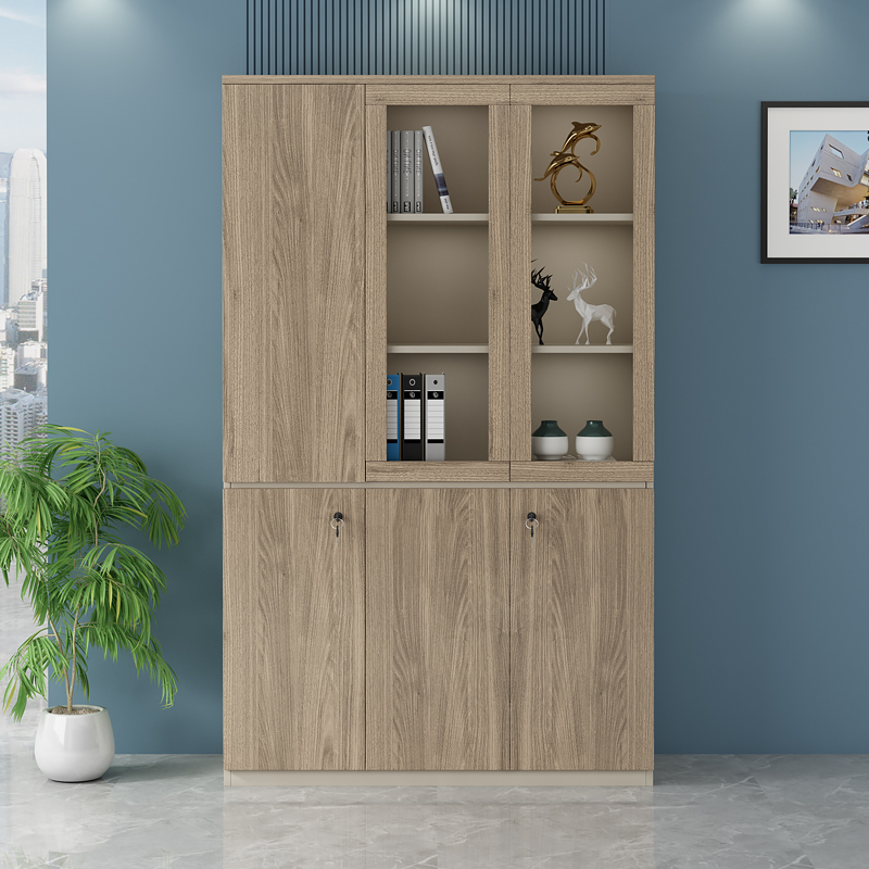 文件柜资料柜办公柜子储物柜员工带锁收纳柜木质书V柜办公室置物