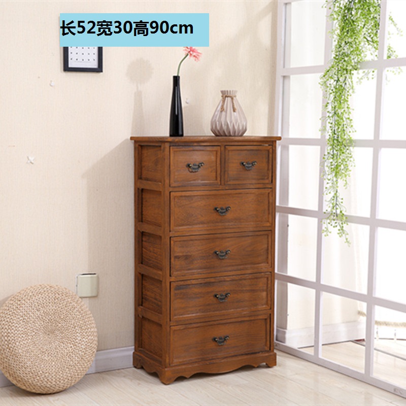 复古简约床头柜实木抽屉收纳x柜子储物柜客厅五斗柜卧室多层边角