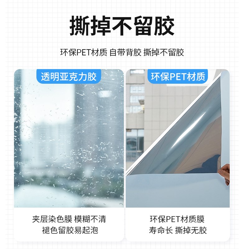 全遮光玻璃贴纸防晒隔热不透光窗户贴膜遮阳防窥视镜面反光窗贴纸