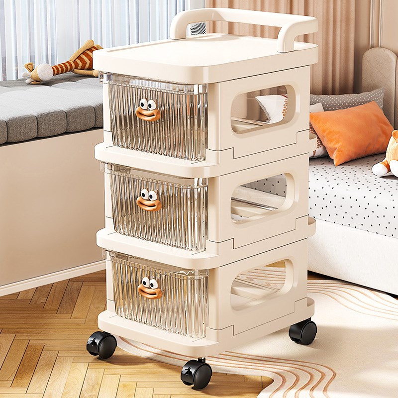 抽屉式置物架家用客厅零食小推车收纳层架可移动卧室床头杂物收纳
