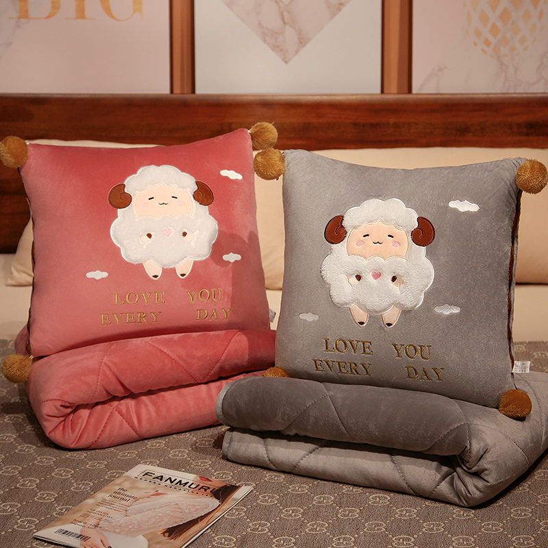 抱枕被子两用办公室午睡折叠毯子二合一汽车加厚T靠垫枕头车载靠