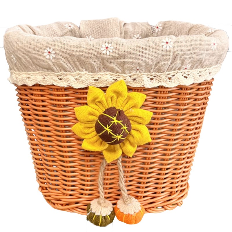 滑板车前置车篓子复古编织可爱小清新电动车车篮自行车车筐挂篮女