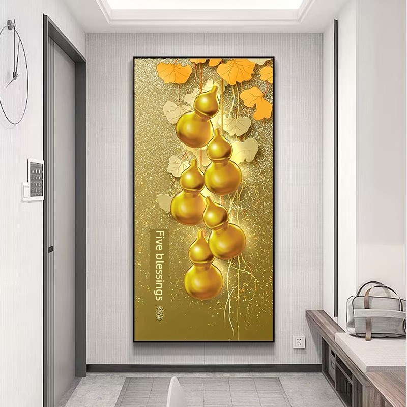 五福临门钻石画镶满钻石新入口x竖葫芦5D十字绣贴水晶钻石入口吸