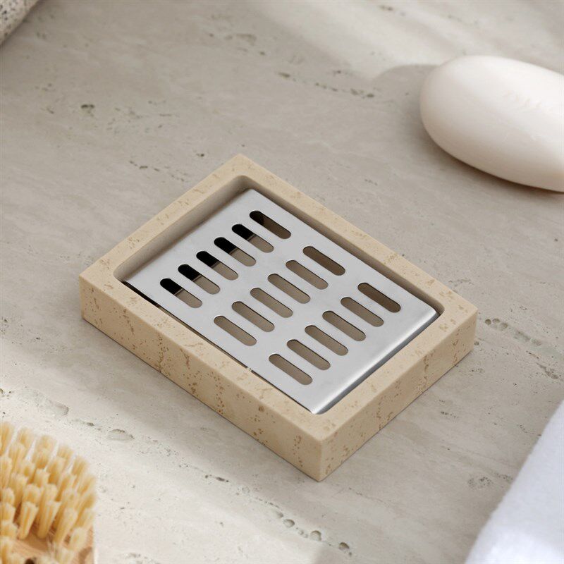 洞石香皂盒沥水高级轻奢家用皂盒卫生间酒店双层香皂置物架肥皂盒