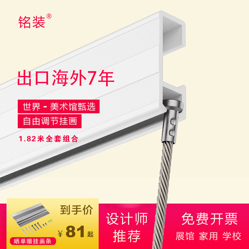 画廊挂画器可移动挂镜线轨道挂画大承重钢丝绳R条可调节挂画钩书