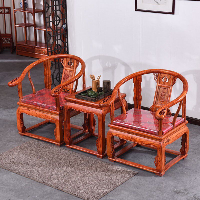 全实木圈椅皇宫椅三件套中式官帽椅喝茶椅茶几配套休闲办公椅家用