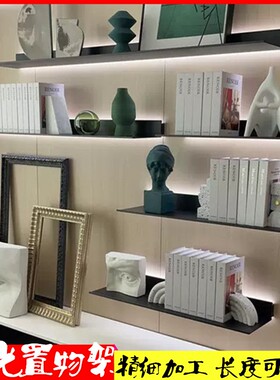 铝合金发光置物架一字层板壁挂墙上书架金属隔板客厅墙面LED灯架