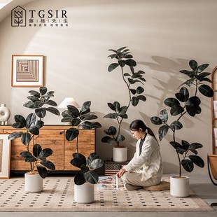 大型落地仿真盆栽黑金刚橡皮树客厅高级感逼真装饰玉兰假树绿植物