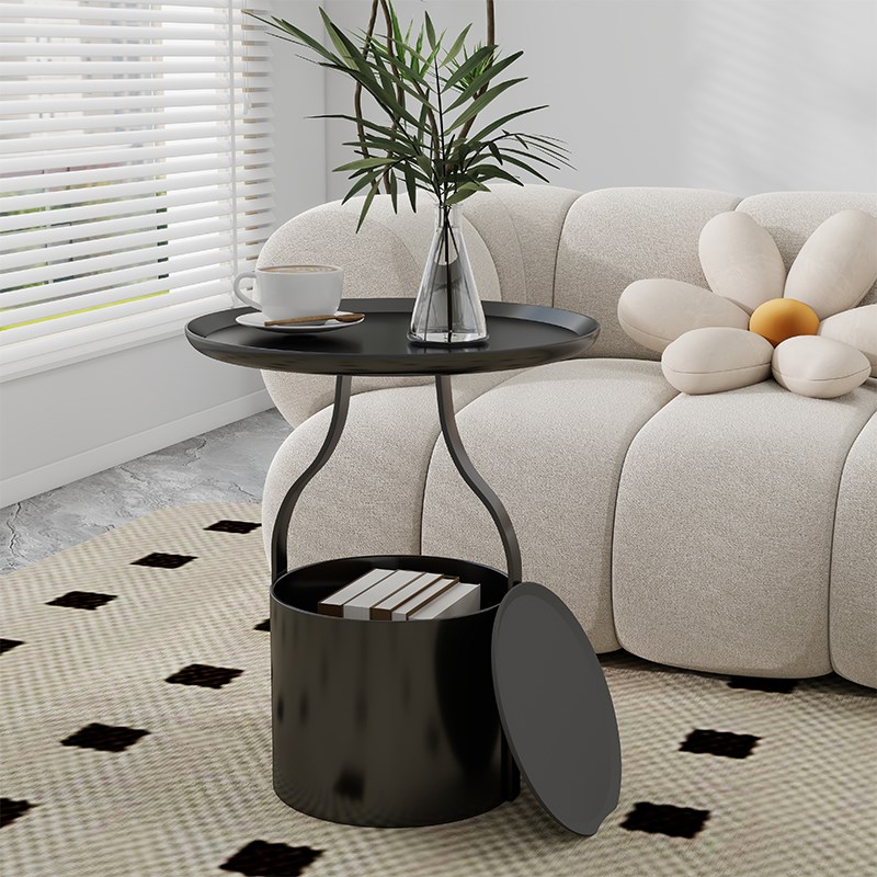 奶油风沙发边几小户型茶几卧室床头边柜角几边桌简T易迷你小圆桌