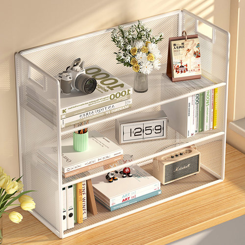 桌面置物架多层书桌收纳架子办公桌分层架铁艺学生宿舍桌上小书架