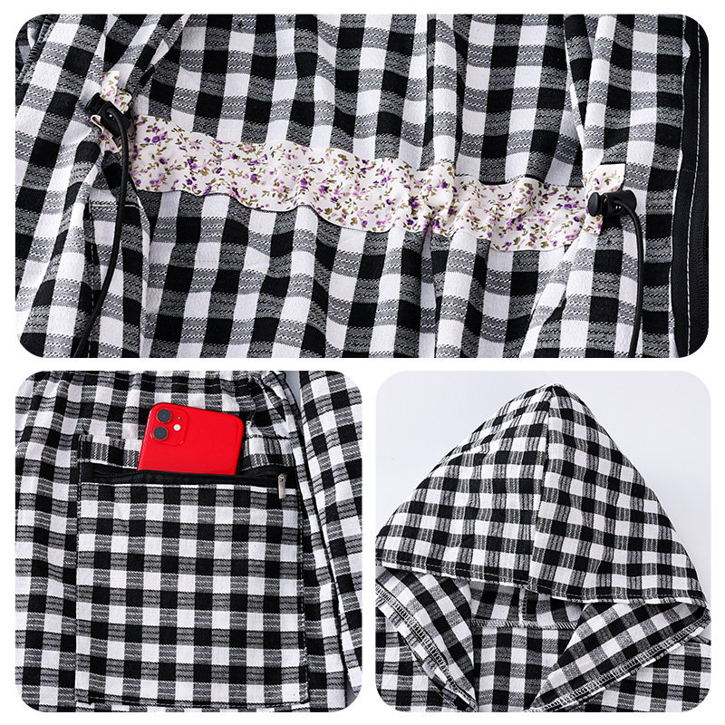 韩系围裙透气棉布防油污工作服长袖耐磨家用厨房罩衣女2023新款