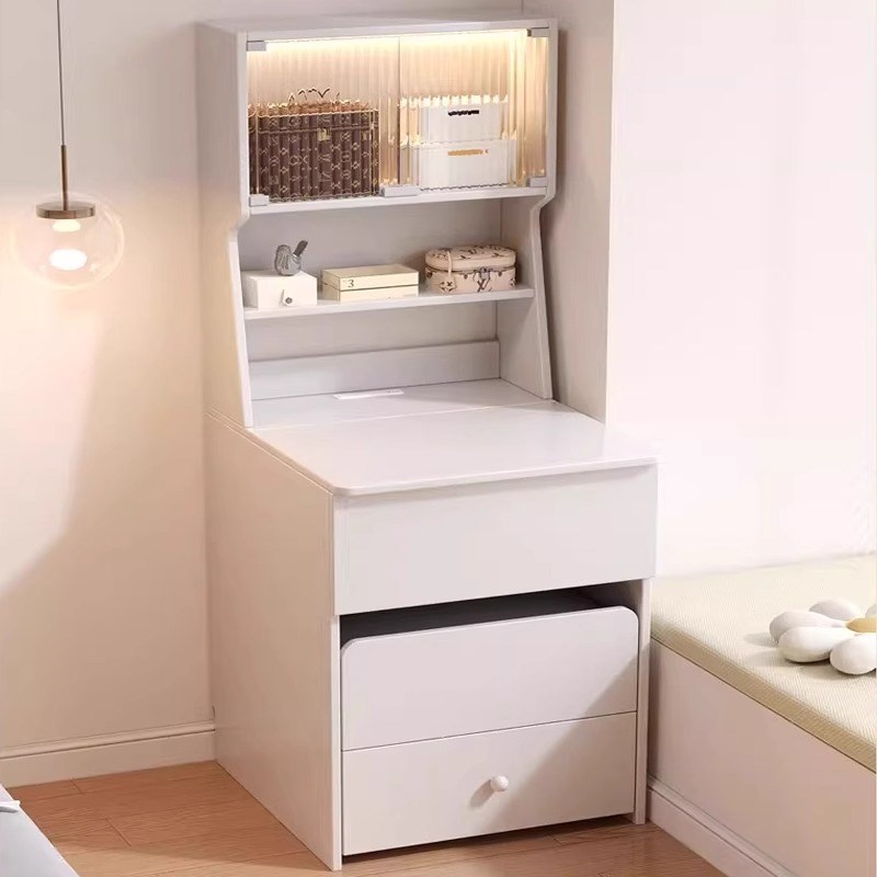 梳妆台实c木卧室化妆台带镜子现代简约小户型床边一体收纳柜化妆