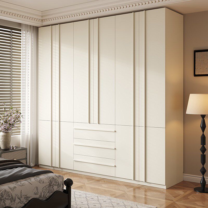 定制橡木衣柜全实木骨骼条家用主卧奶油风一门到顶四六门收纳衣橱