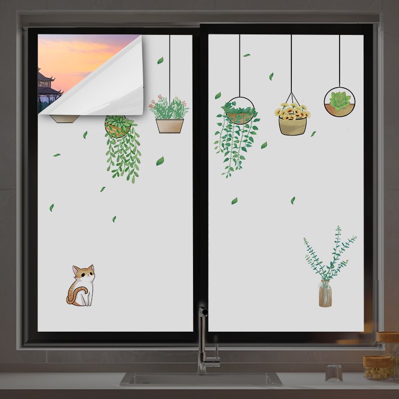阳台窗花纸卫生间l窗户玻璃贴纸防走光全遮光不透人防窥膜保护隐