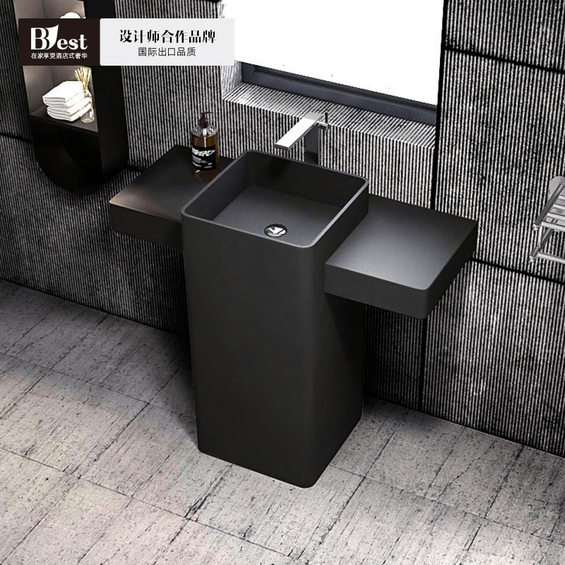 洗手盆立柱式洗脸盆人造石落地式台面一体盆酒店工程卫生间洗漱盆