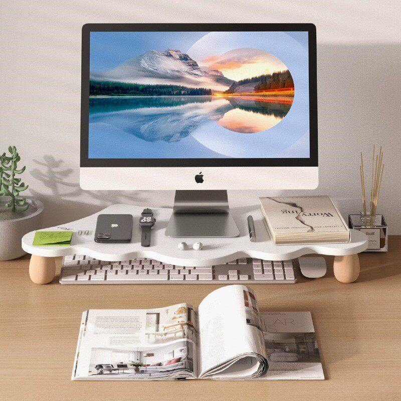 转角电脑增高架办公室台式显示器垫高三角工位拐角办公桌面收纳架