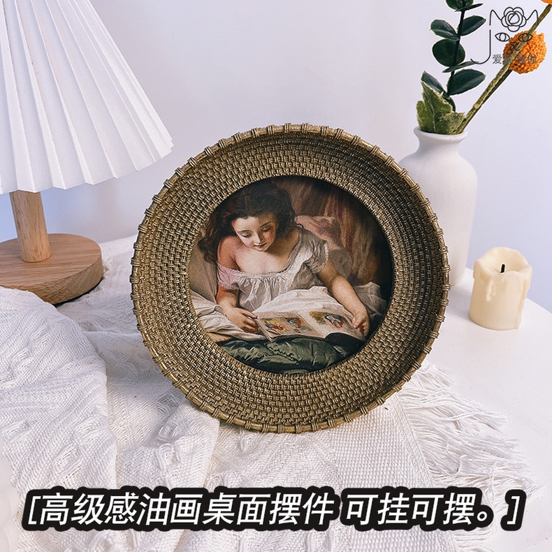 法式人物复古油画玻璃相框轻x奢浮雕画框挂饰客厅卧室餐厅家居摆