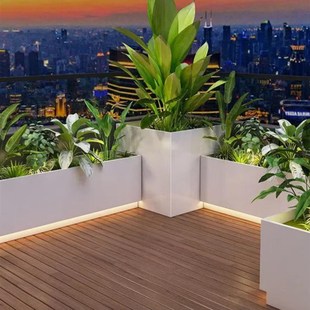 户外不锈钢定制花箱阳台种植箱广场商业街长方形花坛铁艺成品花槽