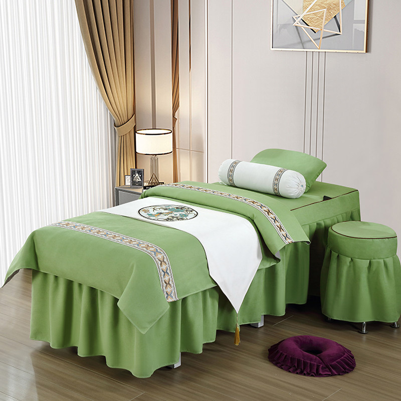 高档美容床罩四件套简约加厚纯色美容院专用按摩洗头床套被套被芯