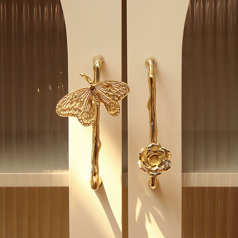 轻奢风黄铜中古仿古创s意家具抽屉柜门橱柜衣柜门小拉手把手