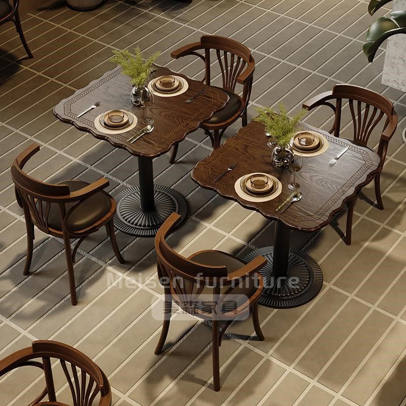 咖啡厅桌椅实木网红复古主题西餐厅桌子简餐烘焙饭店椅子组合商用