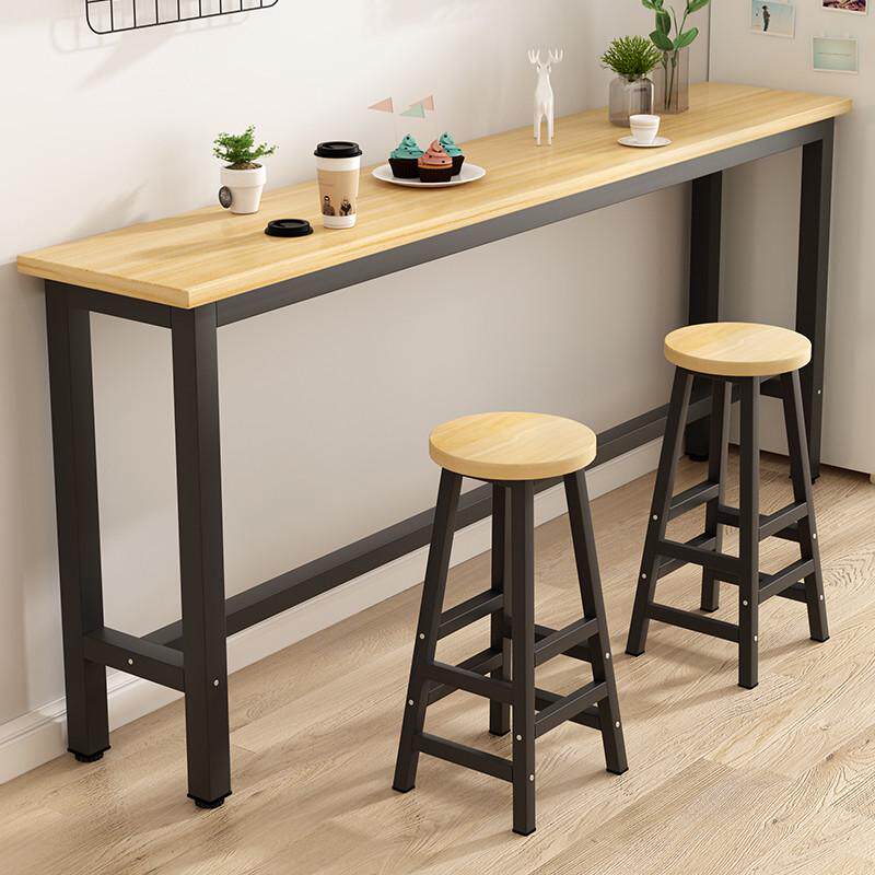 靠墙吧台桌家用客厅高脚简约长餐桌条桌奶茶酒吧桌组合桌椅店阳台