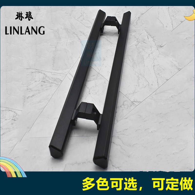 玻璃门拉手大门把手 黑色铝合金B有框门拉手木门包厢门加厚把手