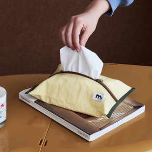 莫语 桌面抽纸收纳袋 ins风客厅家用薄款抽纸盒春夏款餐桌纸巾盒