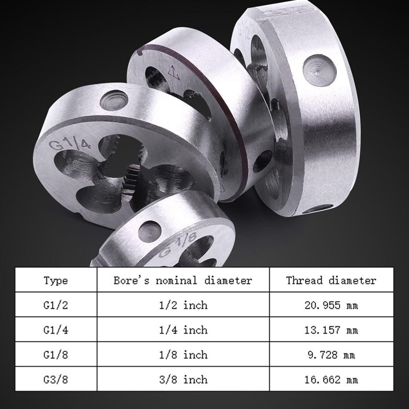4Pcs HSS Circular Die Pipe Threading Die G1/2 G1/4 G1/8 G3/8