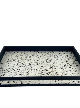 马毛棋盘格托盘简约软装板房展厅酒店软装饰品摆件