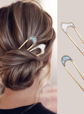 Japan Hair Sticks Women Hairclip Simplicity Colorful U Shape