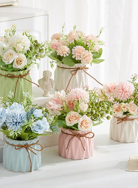 办公室桌面仿生假花摆件仿真小盆栽绿植装饰客厅茶几卧室家居饰品