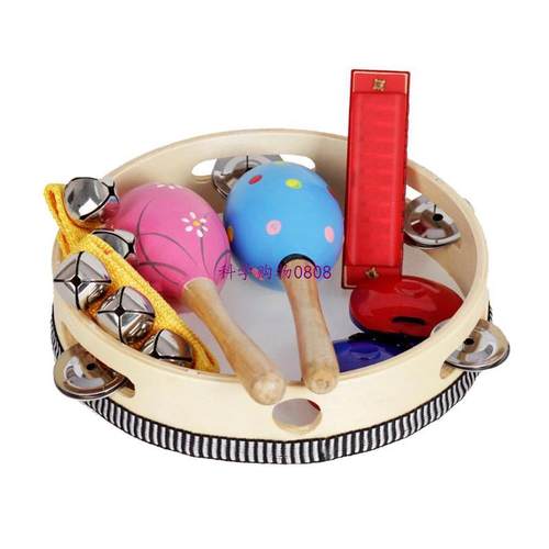 ttnight 8pcs/set Maracas Castanets Hand Bells Harmonica Kit