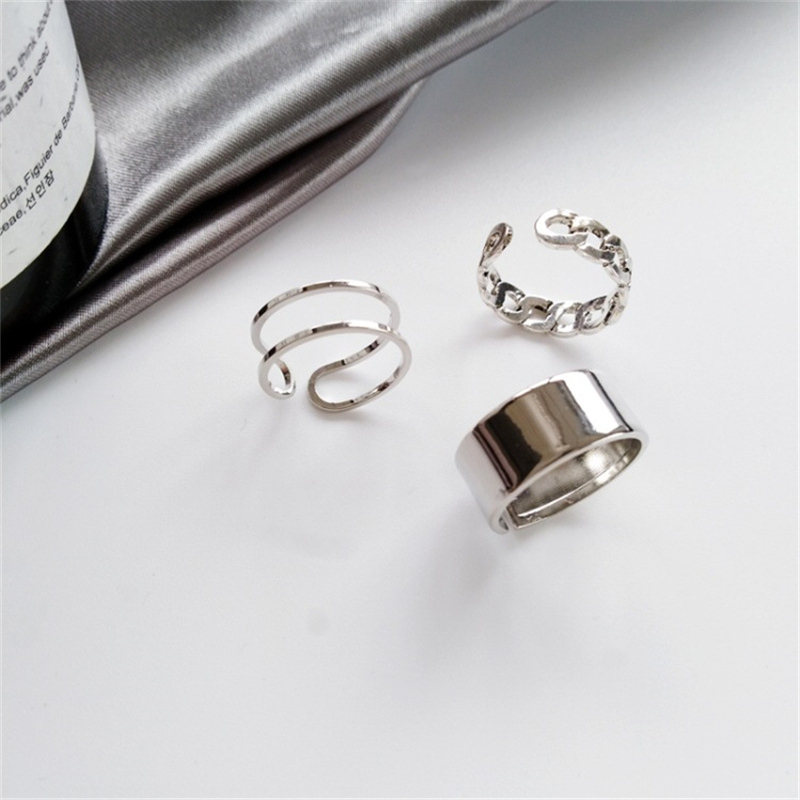 LATS Punk Metal Geometry Circular Punk Rings Set Opening Ind