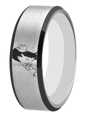Unique Women with Wolf Design Wolf Girl Ring 8mm Width Tung