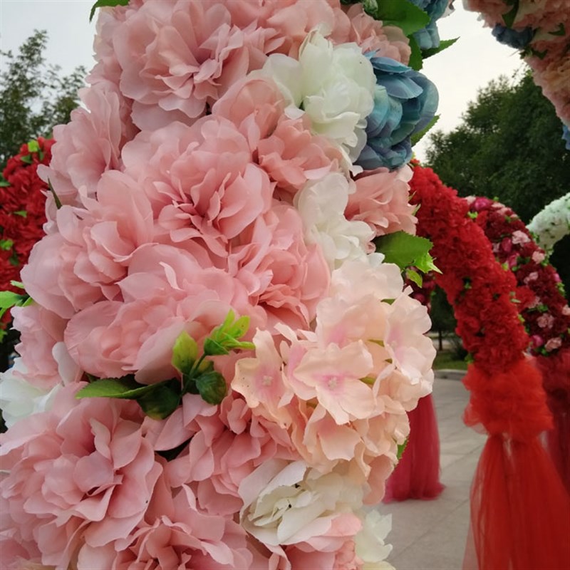 婚庆绢花拱门全花花门婚礼酒店活动铁艺花环花架新款玫瑰花幸福门