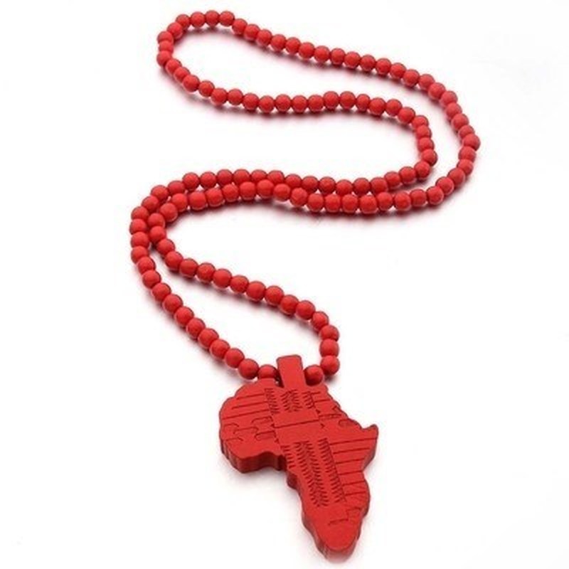 速发AfricA mAp wooden necklAce wood pendAnt gift for men wom