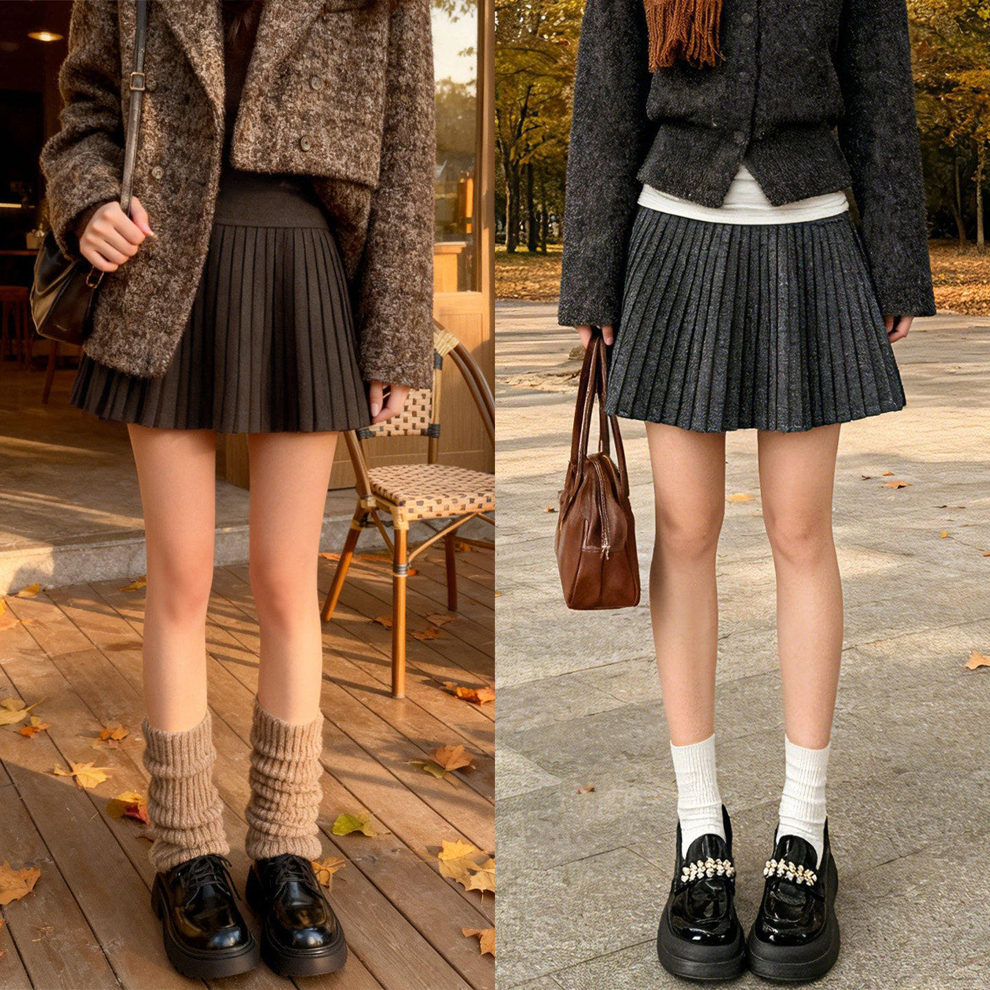 深灰色毛呢百褶裙女秋冬新款高腰显瘦a字蛋糕短裙韩版风琴半身裙