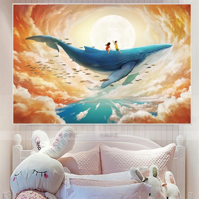 5d点贴钻十字绣2023新款卡通鲸鱼钻石画客厅卧室儿童满钻现代简约,居家布艺,钻石绣,淘宝优惠券,粉丝福利购,淘宝优惠卷
