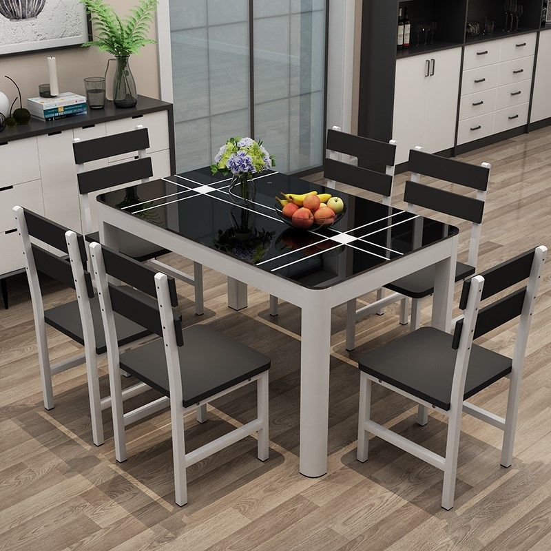 餐桌椅组合家用现代简约小户型餐桌4/6人长方形吃饭桌子玻璃餐桌,住宅家具,实木餐桌,淘宝优惠券,粉丝福利购,淘宝优惠卷