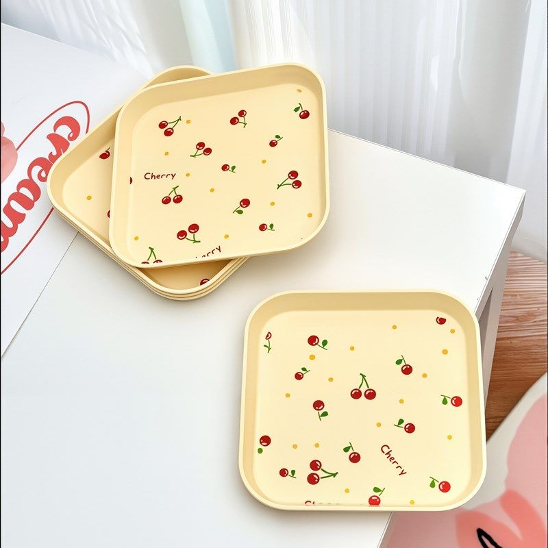 客厅奶油黄点心干果零食盘水果盘ins风餐盘樱桃款式餐桌收纳盘碟,餐饮具,餐用托盘,淘宝优惠券,粉丝福利购,淘宝优惠卷