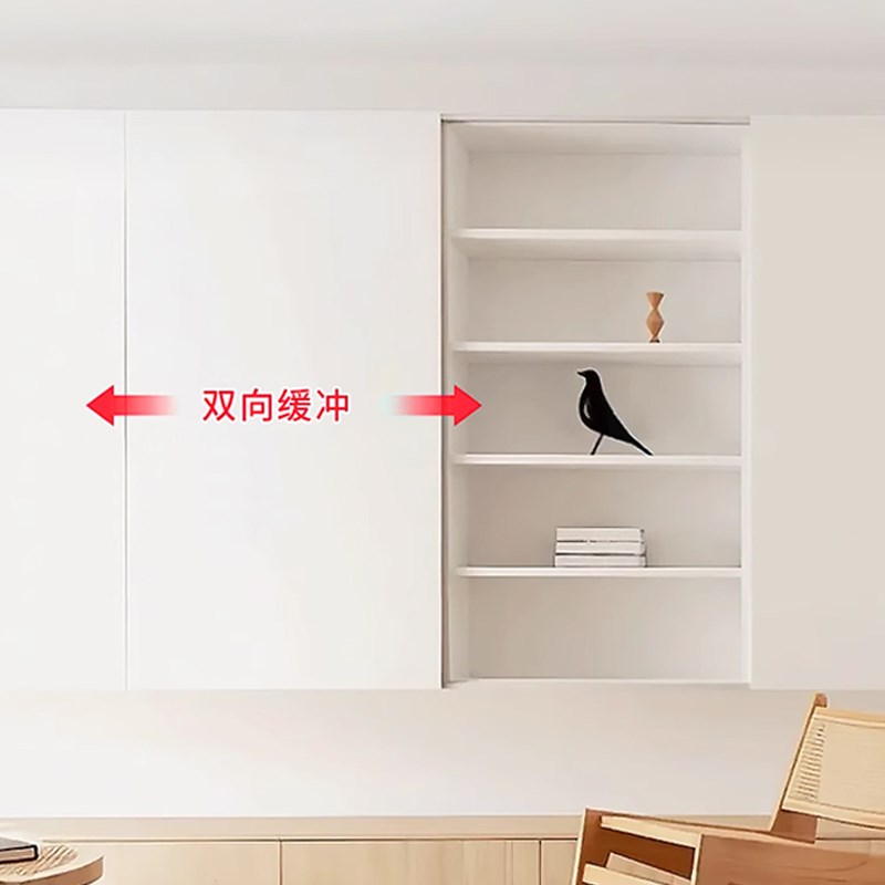 电视柜明装免开槽平移门轨道w外挂式双缓冲推拉趟门滑轮五金配件