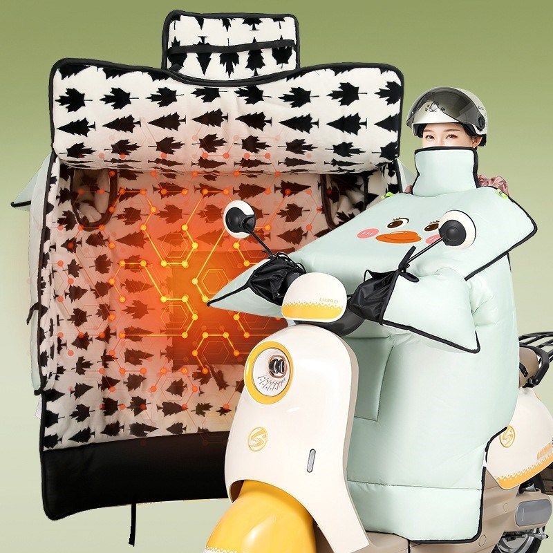女士电动车挡风被加绒加厚特大号冬天骑车防风摩托车挡风罩护脖冬