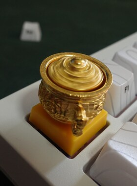 金属键帽个性创意聚宝盆好运气机械键盘立体旋钮按键帽客制化摆件