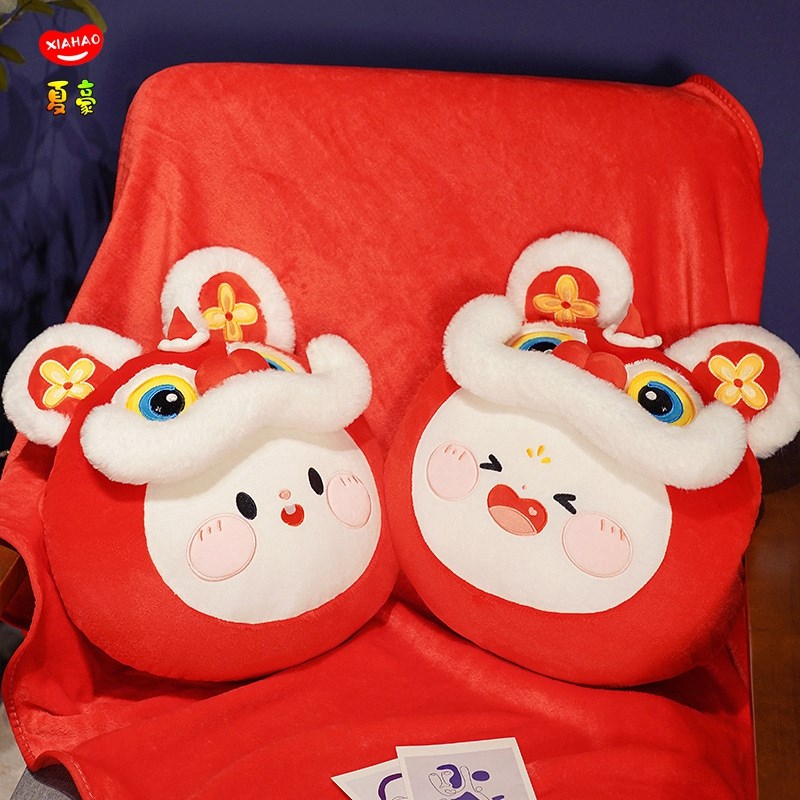 兔年吉祥物抱枕被j子两用2022新款冬季加厚汽车办公室午睡毯子靠