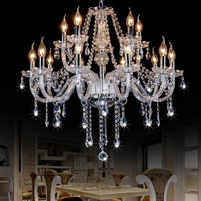 15头清光透明水晶吊灯蜡烛吊灯客厅灯卧室灯餐厅灯楼梯灯酒店工程,家装灯饰光源,智能吊灯,淘宝优惠券,粉丝福利购,淘宝优惠卷