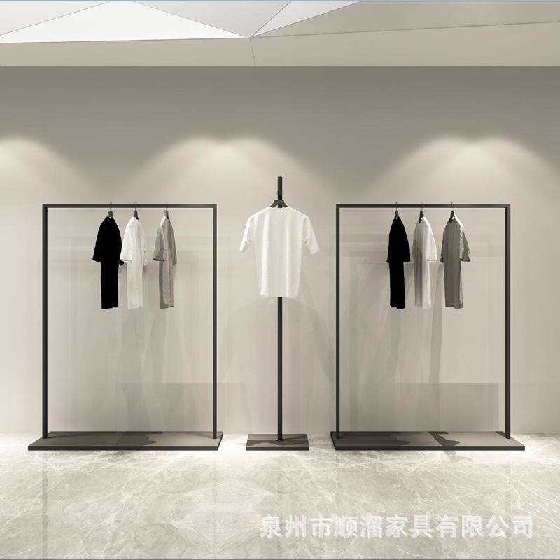 现代简约服装架男女装店铁艺展示架服装店陈列落地式侧挂衣架货架