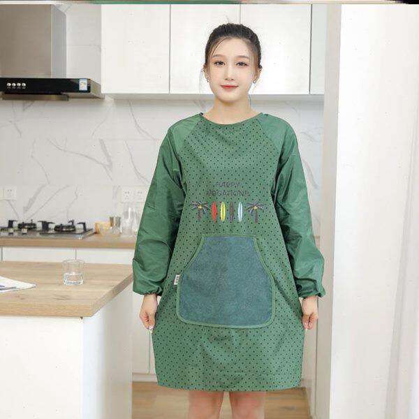 不粘毛防水韩版罩衣家用厨房薄款罩衣女围裙工作服 耐脏 矮个子
