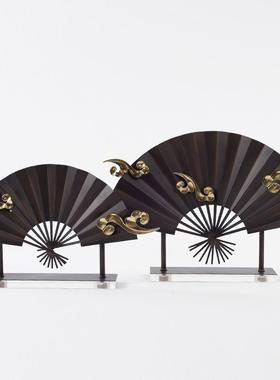 新中式金属折扇摆件装饰品家居客厅电视柜玄关扇子装饰摆设工艺品